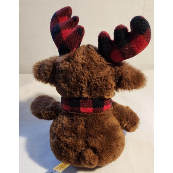 Dan Dee Reindeer Plush Toy Christmas 10" Brown With Red & Black Plaid Scarf & An - Picture 3 of 5